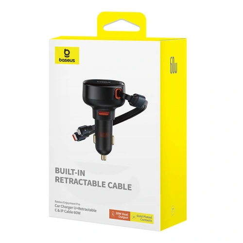 Kup Auto-Ladegerät Baseus Enjoyment USB-A mit USB-C / Lightning Kabel 60 W (schwarz) - BSU4718 - {ean13} - Sklep Home Screen