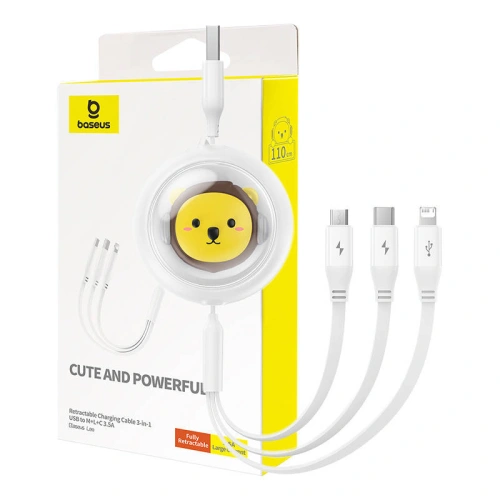 Kup Kabel 3w1 Baseus USB-A / USB-C, USB-A, Lightning 3,5A 1.1m (weiß) - BSU4719 - {ean13} - Sklep Home Screen