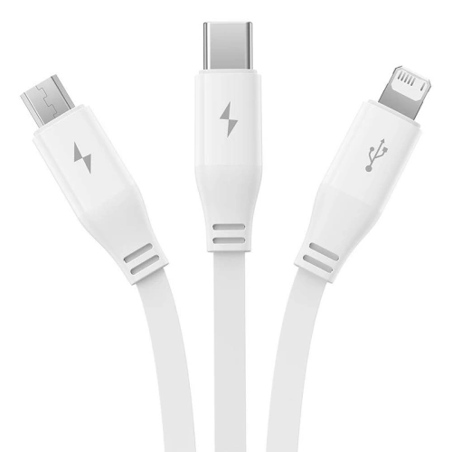 Kup Kabel 3w1 Baseus USB-A / USB-C, USB-A, Lightning 3,5A 1.1m (weiß) - BSU4719 - {ean13} - Sklep Home Screen
