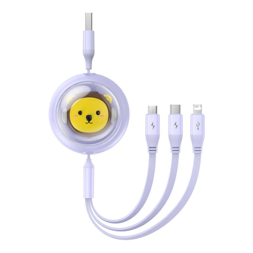 Kup Kabel 3w1 Baseus USB-A / USB-C, USB-A, Lightning 3,5A 1.1m (fioletowy) - BSU4720 - {ean13} - Sklep Home Screen