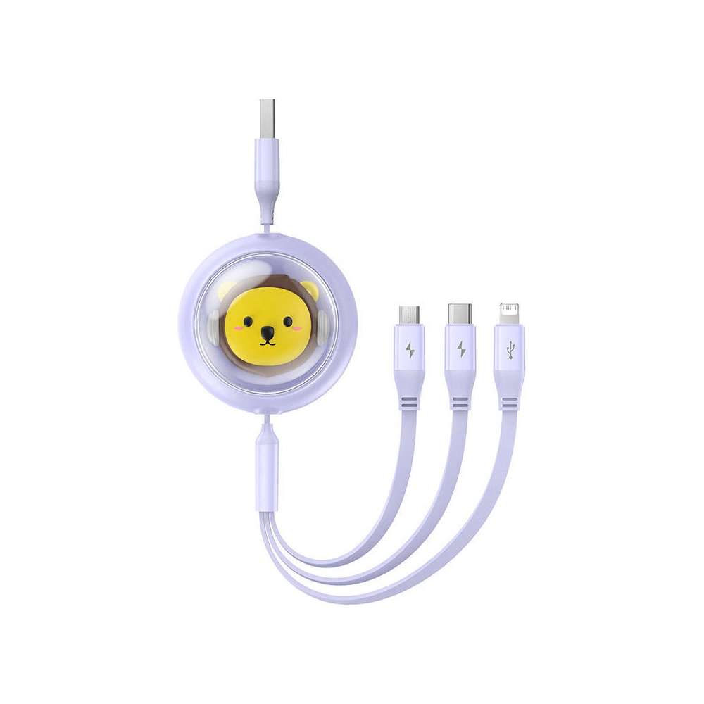 Kabel 3w1 Baseus USB-A / USB-C, USB-A, Lightning 3,5A 1.1m (fioletowy)