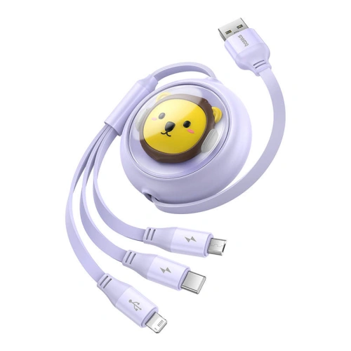 Buy Baseus USB-A / USB-C, USB-A, Lightning 3.5A 3-in-1 cable 1.1m (purple) - BSU4720 - {ean13} - Home Screen Store Europe