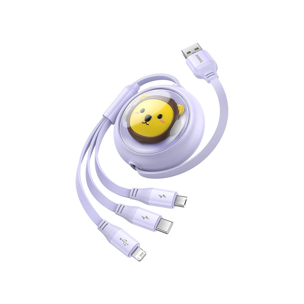Kabel 3w1 Baseus USB-A / USB-C, USB-A, Lightning 3,5A 1.1m (fioletowy)
