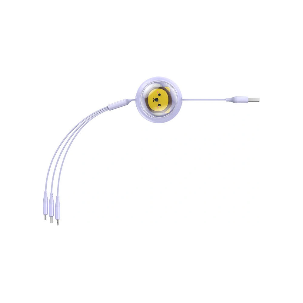 Kabel 3w1 Baseus USB-A / USB-C, USB-A, Lightning 3,5A 1.1m (fioletowy)