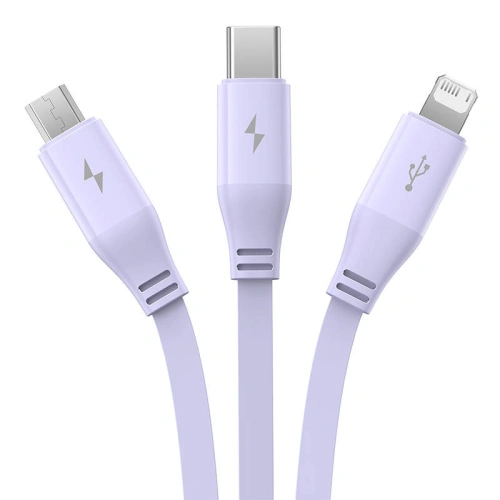 Buy Baseus USB-A / USB-C, USB-A, Lightning 3.5A 3-in-1 cable 1.1m (purple) - BSU4720 - {ean13} - Home Screen Store Europe
