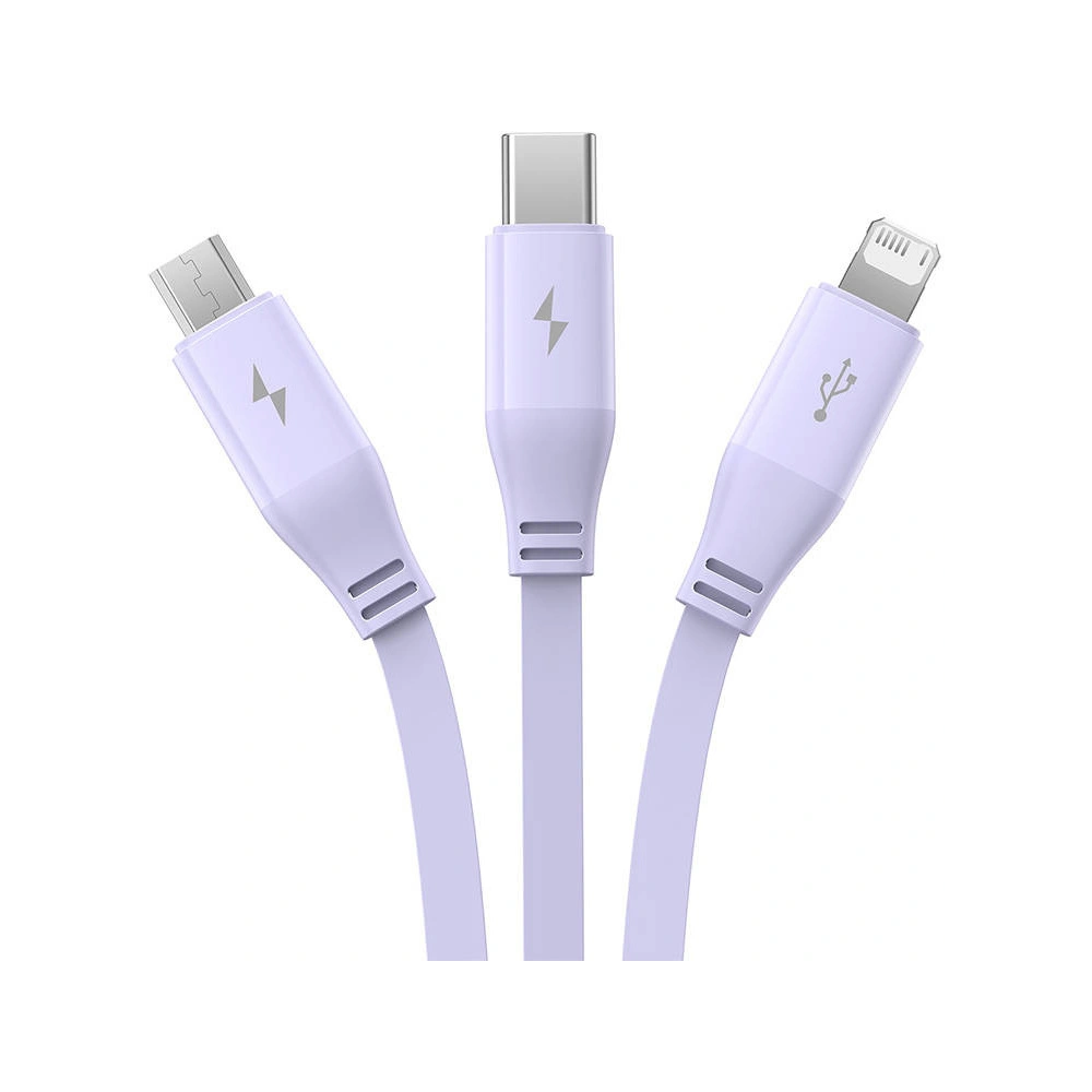 Kabel 3w1 Baseus USB-A / USB-C, USB-A, Lightning 3,5A 1.1m (fioletowy)