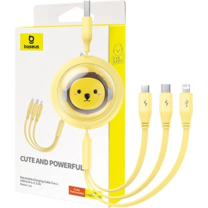 Kabel 3w1 Baseus USB-A / USB-C, USB-A, Lightning 3,5A 1.1m (žlutý)