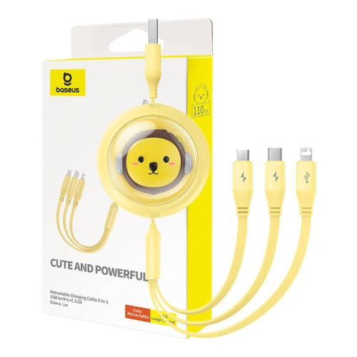 Kup Kabel 3w1 Baseus USB-A / USB-C, USB-A, Lightning 3,5A 1.1m (žlutý) - BSU4721 - {ean13} - Sklep Home Screen