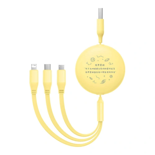 Kup Kábel 3w1 Baseus USB-A / USB-C, USB-A, Lightning 3,5A 1.1m (sárga) - BSU4721 - {ean13} - Sklep Home Screen