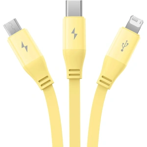 Kabel 3w1 Baseus USB-A / USB-C, USB-A, Lightning 3,5A 1.1m (żółty)