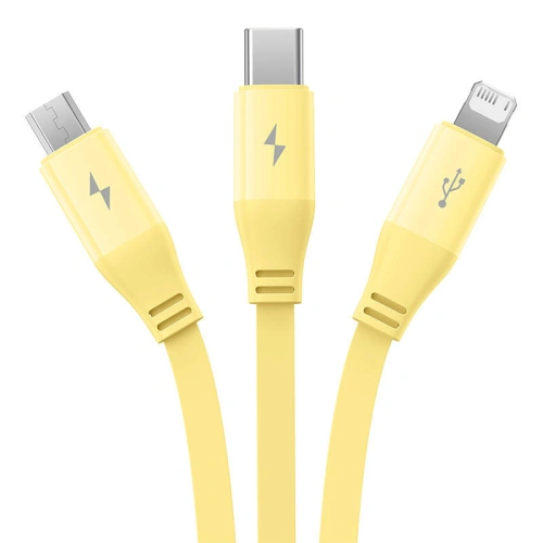 Buy Baseus USB-A / USB-C, USB-A, Lightning 3.5A 3-in-1 cable 1.1m (yellow) - BSU4721 - {ean13} - Home Screen Store Europe