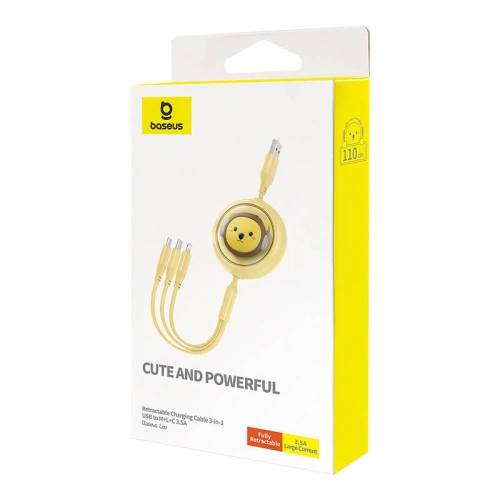Kup Kabel 3w1 Baseus USB-A / USB-C, USB-A, Lightning 3,5A 1.1m (žlutý) - BSU4721 - {ean13} - Sklep Home Screen