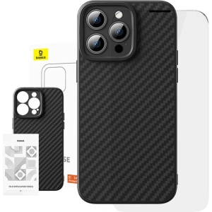 Etui Baseus Synthetic Fiber + szkło hartowane Apple iPhone 15 Pro