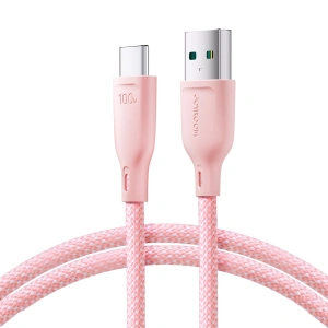 Joyroom Cablu Multi-Color Series SA34-AC6 USB-A / USB-C 100W 1m roz