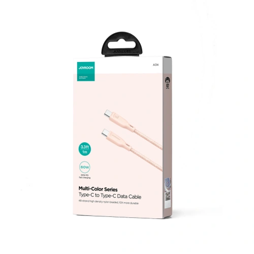 Kup Kábel Joyroom Multi-Color Series SA34-CC3 USB-C / USB-C 60W 1m rózsaszín - JYR802 - {ean13} - Sklep Home Screen