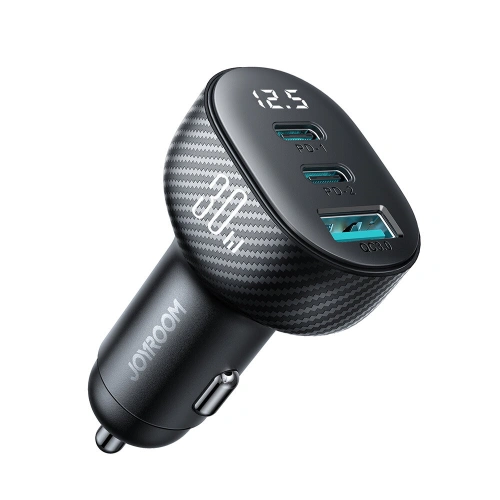 Kup Joyroom Încărcător auto cu afișaj JR-CCD04 2xUSB-C 1xUSB-A 30W negru - JYR813 - {ean13} - Sklep Home Screen