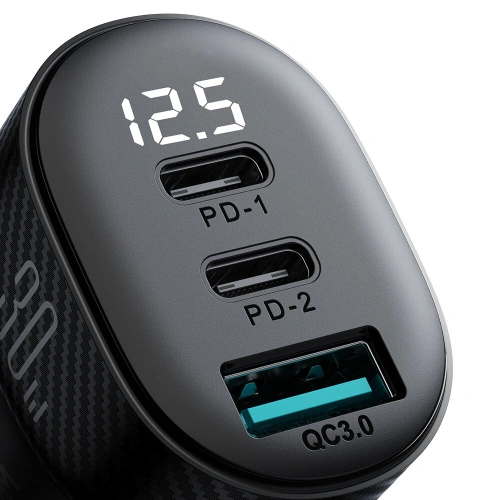 Buy Joyroom car charger with display JR-CCD04 2xUSB-C 1xUSB-A 30W black - JYR813 - {ean13} - Home Screen Store Europe