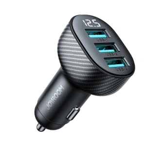 Buy Joyroom car charger with display JR-CCD03 3xUSB-A 3.4A black - JYR814 - {ean13} - Home Screen Store Europe