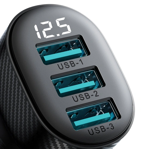 Buy Joyroom car charger with display JR-CCD03 3xUSB-A 3.4A black - JYR814 - {ean13} - Home Screen Store Europe