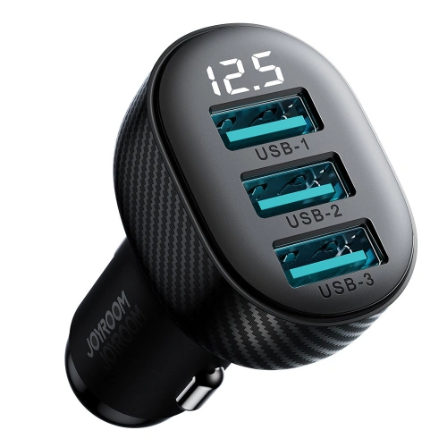 Buy Joyroom car charger with display JR-CCD03 3xUSB-A 3.4A black - JYR814 - {ean13} - Home Screen Store Europe