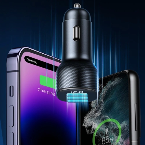 Buy Joyroom car charger with display JR-CCD03 3xUSB-A 3.4A black - JYR814 - {ean13} - Home Screen Store Europe