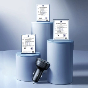 Autós töltő kijelzővel Joyroom JR-CCD03 3xUSB-A 3.4A fekete