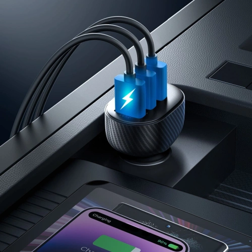 Buy Joyroom car charger with display JR-CCD03 3xUSB-A 3.4A black - JYR814 - {ean13} - Home Screen Store Europe
