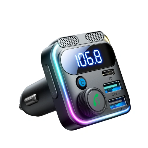Kup Transmiter FM Joyroom JR-CCB01 2xUSB-A USB-C 48W s dvojitým mikrofonem černý - JYR816 - {ean13} - Sklep Home Screen