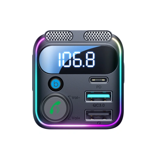 Kup Transmiter FM Joyroom JR-CCB01 2xUSB-A USB-C 48W s dvojitým mikrofonem černý - JYR816 - {ean13} - Sklep Home Screen