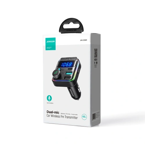 Kup Joyroom Transmițător FM JR-CCB01 2xUSB-A USB-C 48W cu microfon dublu negru - JYR816 - {ean13} - Sklep Home Screen