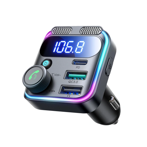 Buy Joyroom FM transmitter JR-CCB01 2xUSB-A USB-C 48W with dual microphone black - JYR816 - {ean13} - Home Screen Store Europe