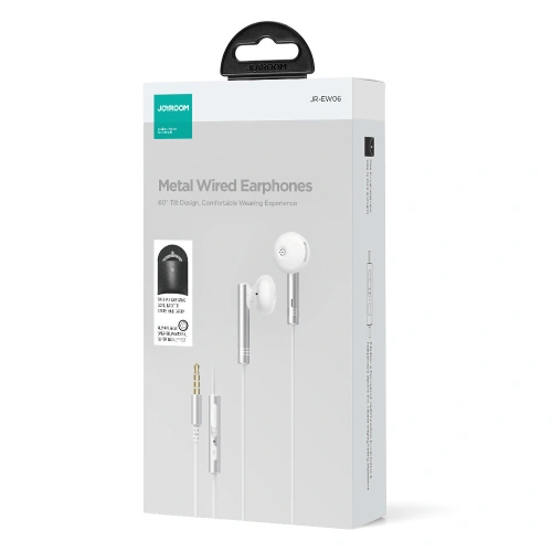 Buy Joyroom Wired Series Headphones JR-EW06 3.5mm jack silver and white - JYR824 - {ean13} - Home Screen Store Europe