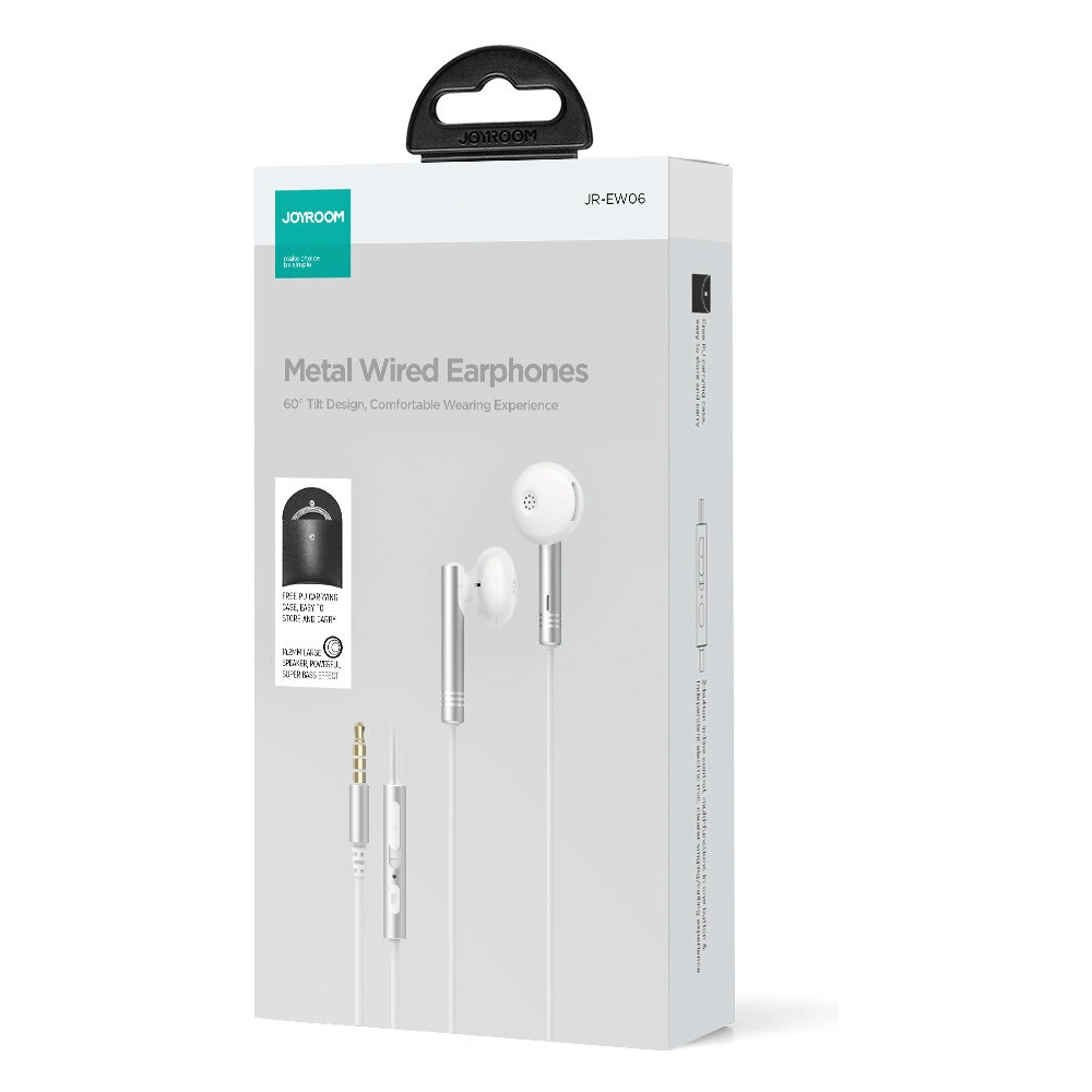 Słuchawki Joyroom Wired Series JR-EW06 jack 3.5mm srebrno-białe