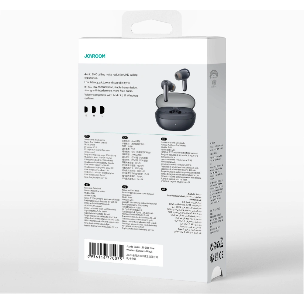 Słuchawki bezprzewodowe Joyroom Jbuds Series JR-BB1 BT 5.3 TWS IPX4 czarne