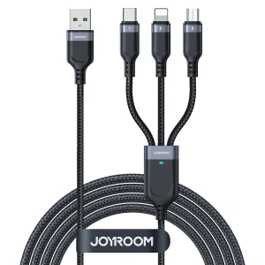 Kabel 3w1 Joyroom Multi-Use Series S-1T3018A18 USB-A / Lightning, USB-C, micro USB 1.2m - černý