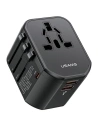 4-in-1 USAMS T59 încărcător de călătorie US/AU/EU/UK adaptor de călătorie negru/negru
