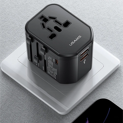 Kup 4-in-1 USAMS T59 încărcător de călătorie US/AU/EU/UK adaptor de călătorie negru/negru - USA1008 - {ean13} - Sklep Home Screen