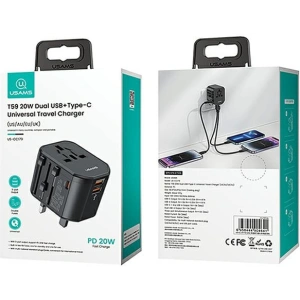 Kup 4-in-1 USAMS T59 încărcător de călătorie US/AU/EU/UK adaptor de călătorie negru/negru - USA1008 - {ean13} - Sklep Home Screen