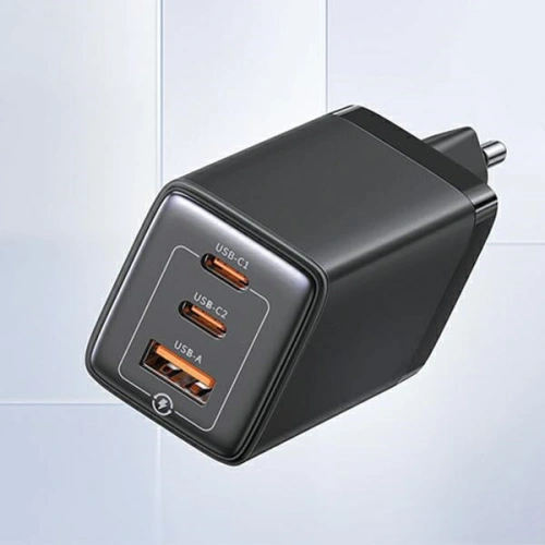 Kup USAMS US-CC180 Sandru Series 2xUSB-C+1xUSB-A GaN PD QC 65W încărcător de rețea negru/negru - USA1009 - {ean13} - Sklep Home Screen