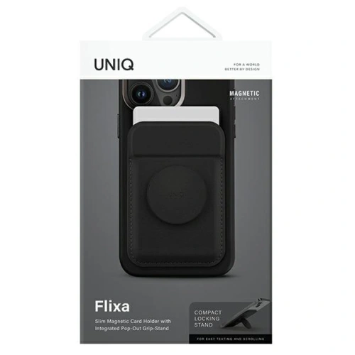 Kup UNIQ Flixa magnetisches Kartenetui mit MagSafe-Stütze schwarz/jet black - UNIQ1062 - {ean13} - Sklep Home Screen