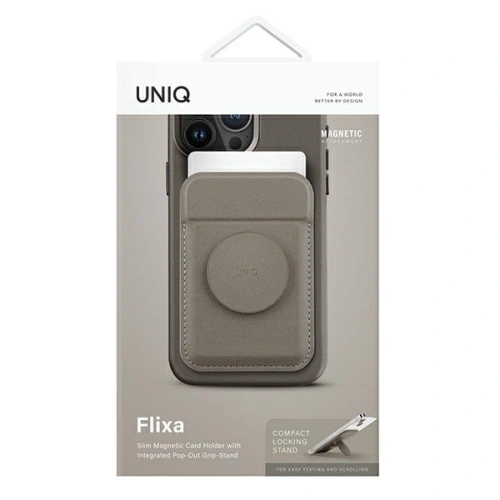 Kup UNIQ Flixa magnetická peněženka na karty s podpěrou MagSafe šedá/flint grey - UNIQ1065 - {ean13} - Sklep Home Screen