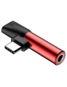 Audio adapter Baseus L41 USB-C a Mini Jack 3.5mm + USB-C (piros)