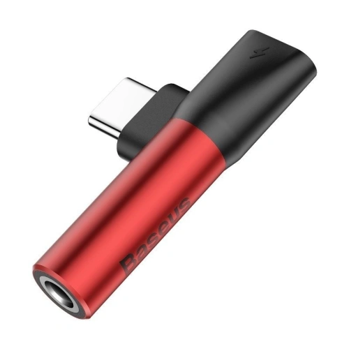 Buy Adapter Audio Baseus L41 USB-C to Mini Jack 3.5mm + USB-C Red - BSU470RED - {ean13} - Home Screen Store Europe