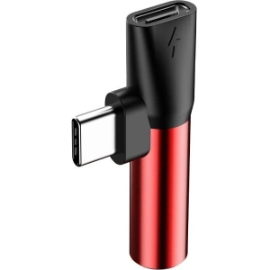 Adapter Audio Baseus L41 USB-C do Mini Jack 3.5mm + USB-C (czerwony)