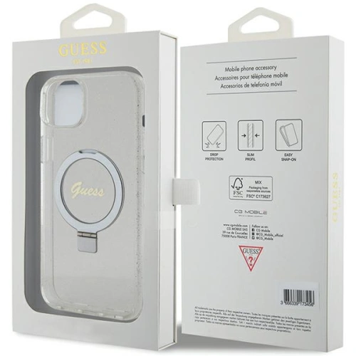 Buy Guess GUHMP15MHRSGSD Apple iPhone 15 Plus / 14 Plus hardcase Ring Stand Script Glitter MagSafe transparent - GUE3003 - {ean13} - Home Screen Store Europe