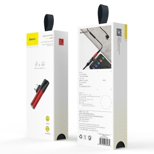 Kup Adapter Audio Baseus L41 USB-C la Mini Jack 3.5mm + USB-C (roșu) - BSU470RED - {ean13} - Sklep Home Screen