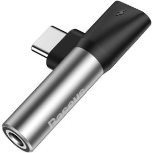 Adapter Audio Baseus L41 USB-C do Mini Jack 3.5mm + USB-C (srebrny)