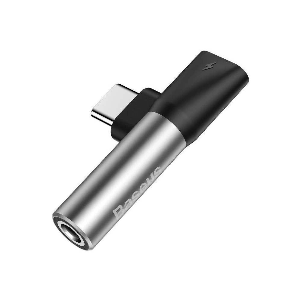 Adapter Audio Baseus L41 USB-C do Mini Jack 3.5mm + USB-C (srebrny)