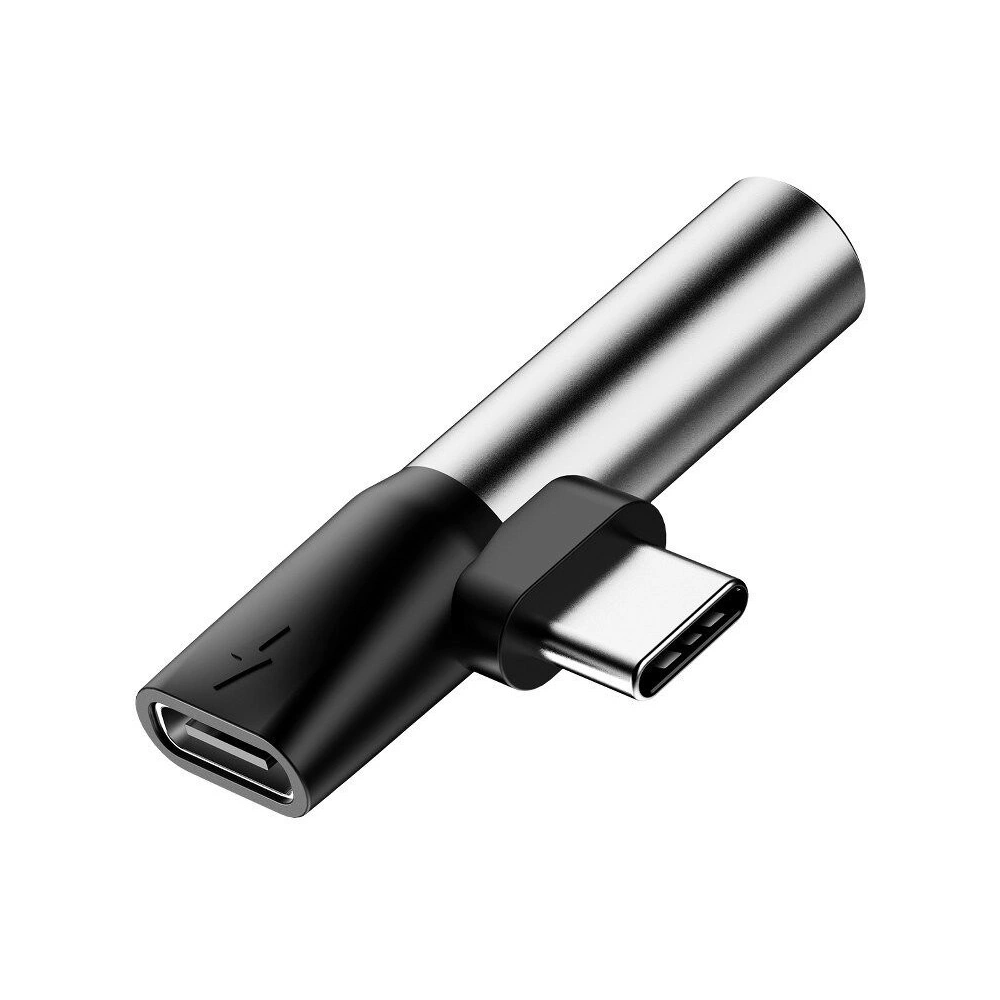 Adapter Audio Baseus L41 USB-C do Mini Jack 3.5mm + USB-C (srebrny)
