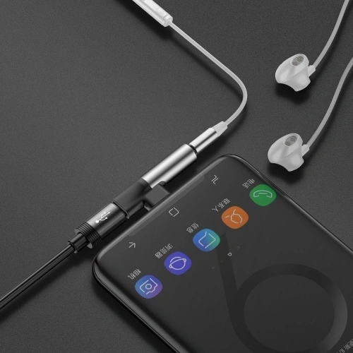 Buy Adapter Audio Baseus L41 USB-C to Mini Jack 3.5mm + USB-C Silver - BSU471SLV - {ean13} - Home Screen Store Europe
